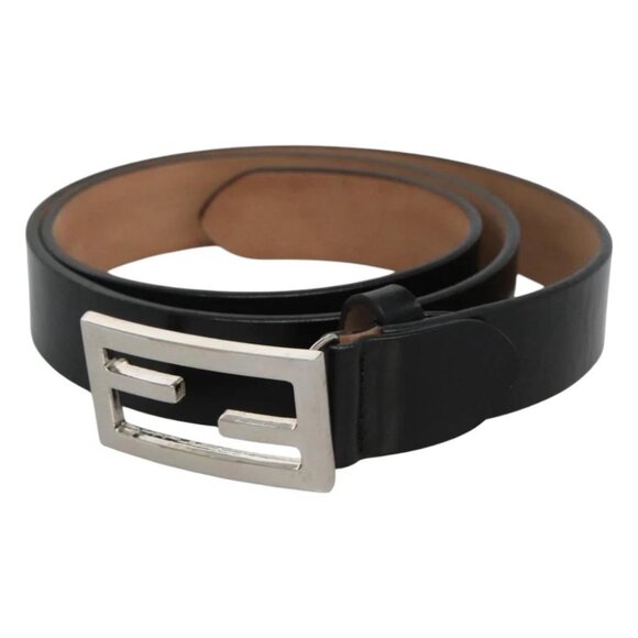 FENDI Belt Leather 41.3"" Black Auth sw412 - Picture 1 of 11